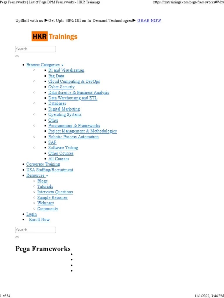 Pega Frameworks List Of Pega BPM Frameworks - HKR Trainings | PDF ...