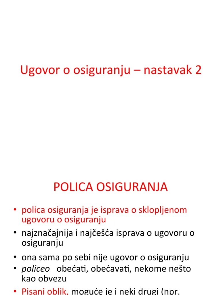 Ugovor O Osiguranju | PDF