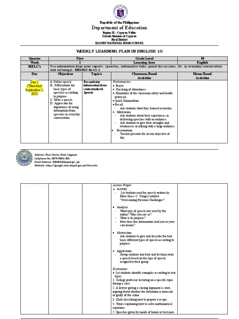 English 10 - Quarter I - Module 1 - Week 1 | PDF | Learning | Cognition