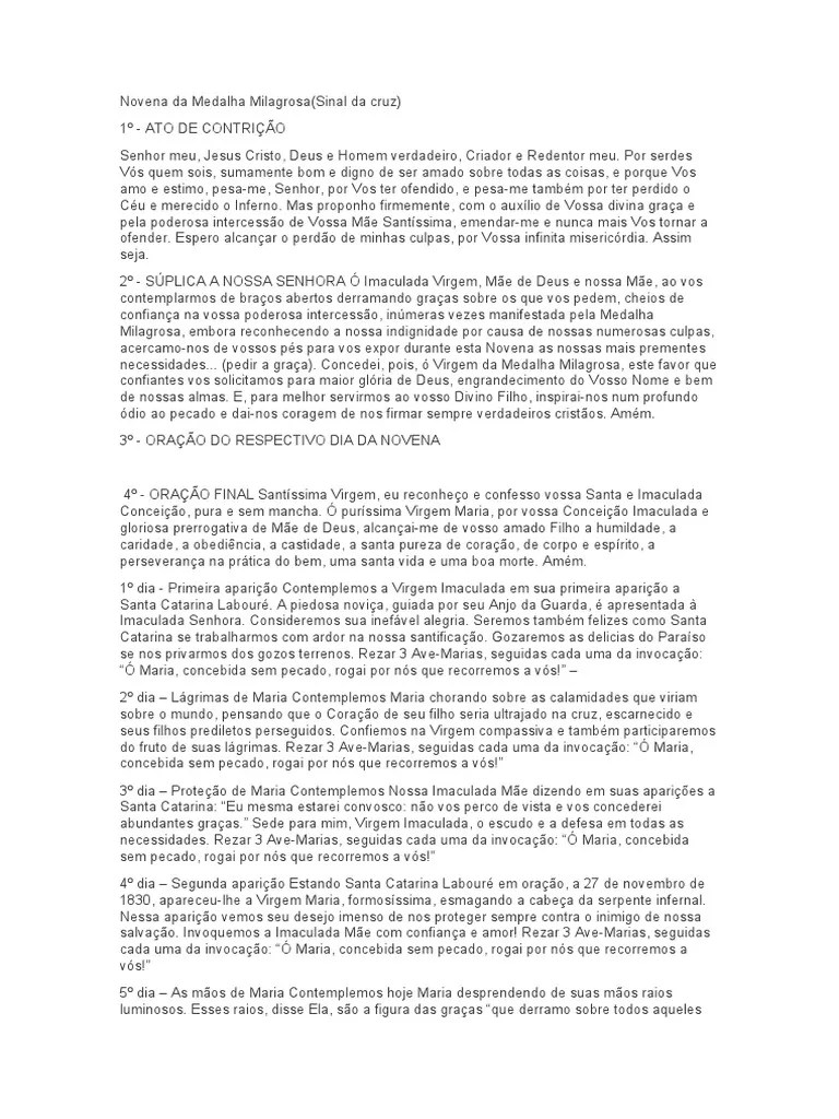 Novena Da Medalha Milagrosa | PDF | Maria, Mãe De Jesus | Oração