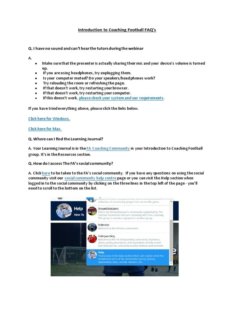 Introduction To Coaching Football FAQ's 1 PDF | PDF | Computer Science | Communication