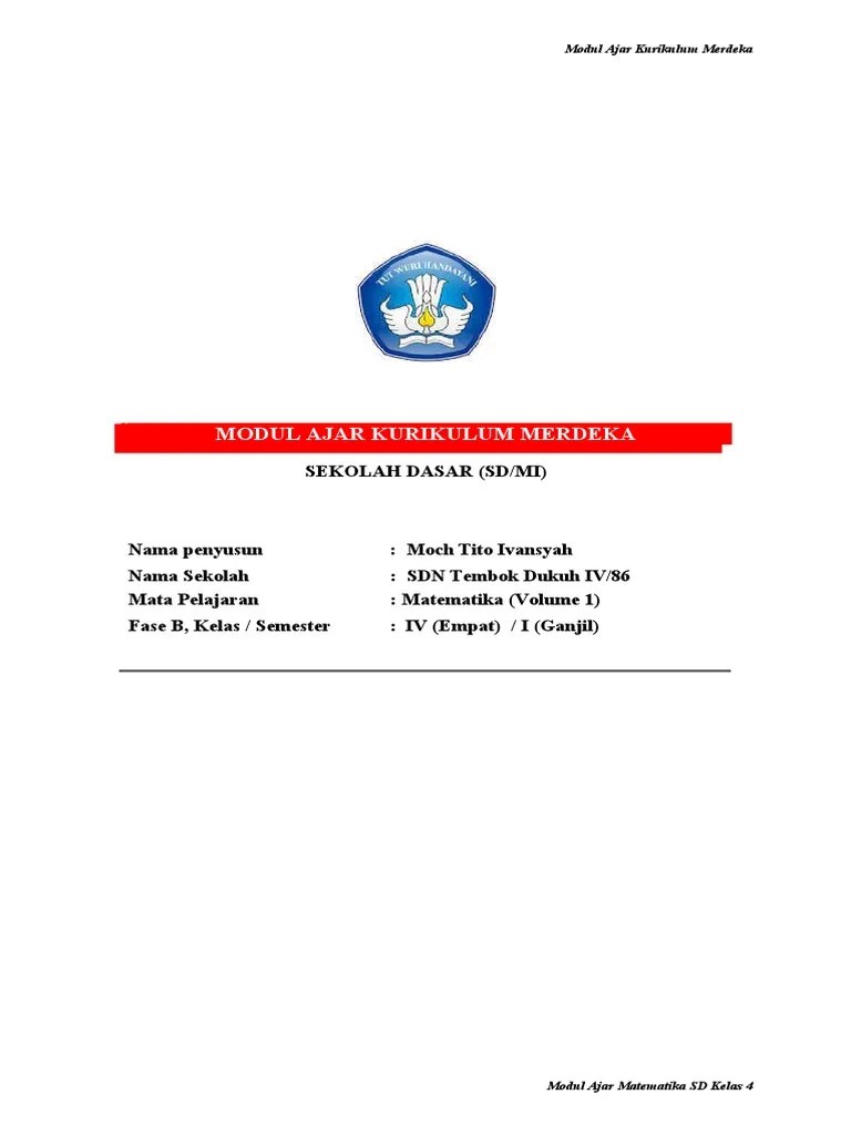 Modul MTK Kelas 4 Bab 1 | PDF | Karier & Perkembangan | Kajian Bahasa Asing