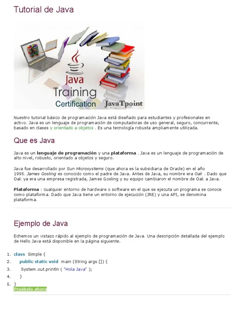 Tutorial De Java | PDF | Java (lenguaje De Programación) | Máquina ...