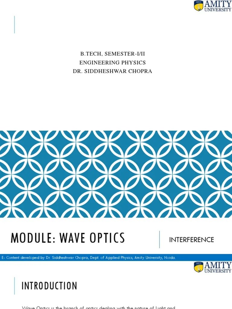 Interference Of Light Waves: Theory And Experiments On Thin Film ...