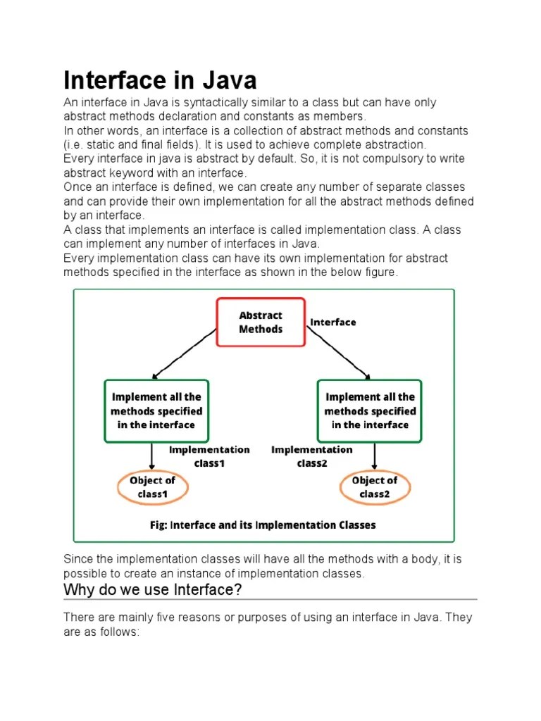 Interface In Java - Extending, Implementing Interface | PDF | Class (Computer Programming ...