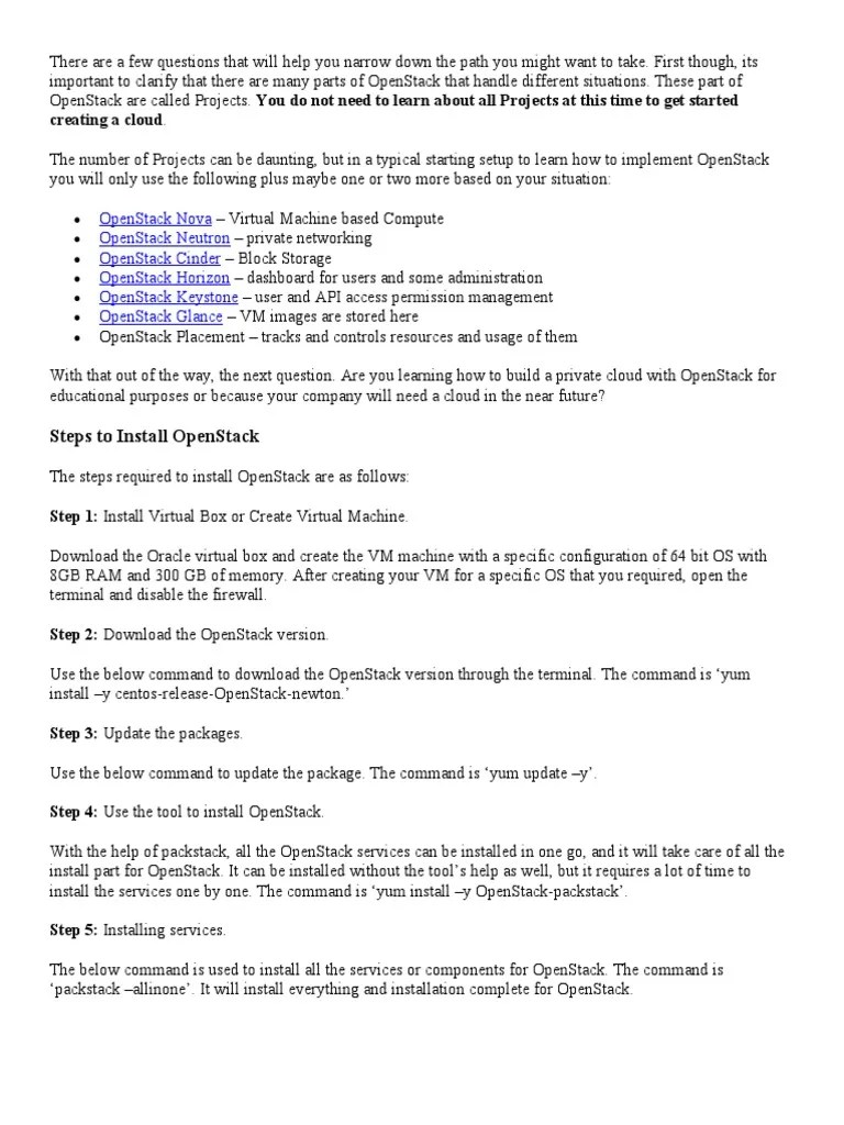 How To Create A Private Cloud Using OpenStack | PDF | Open Stack ...