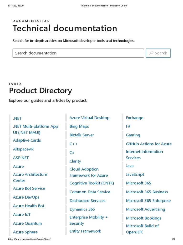 Technical Documentation - Microsoft Learn | PDF | Microsoft | Microsoft ...