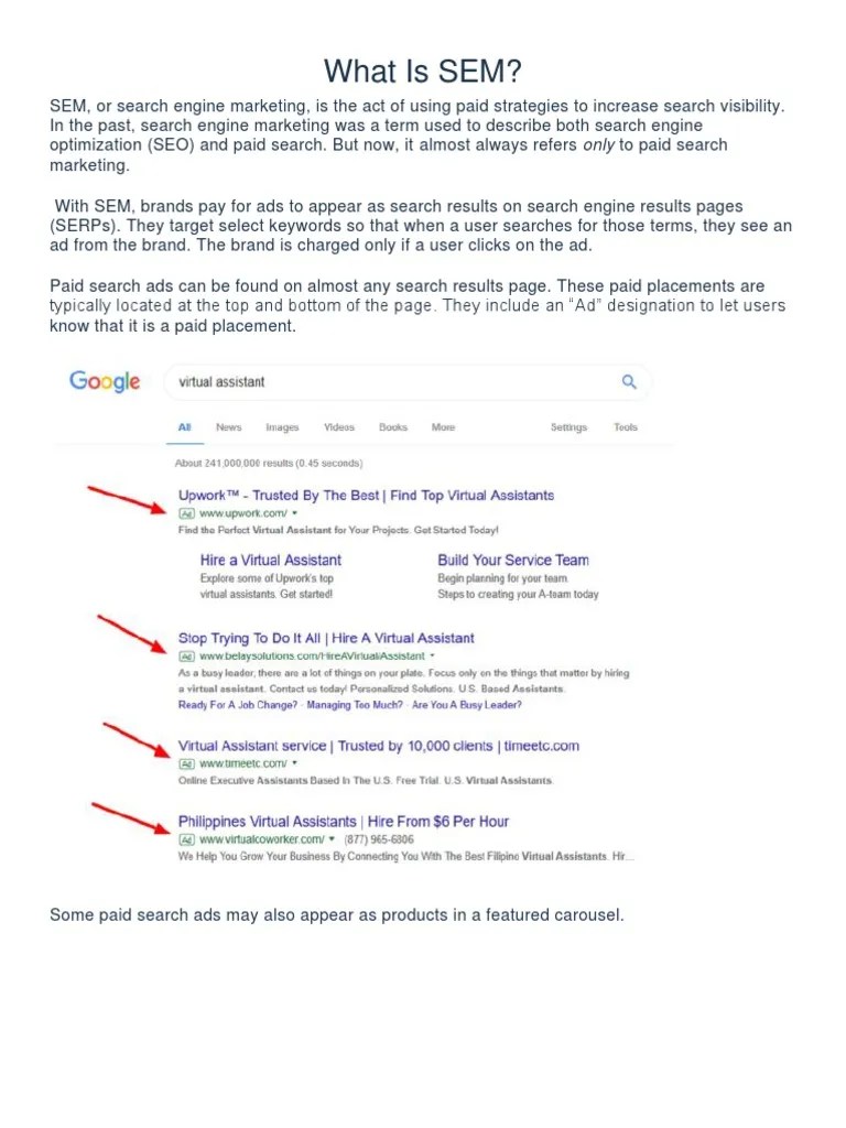 What Is SEM? Search Engine Marketing | PDF | Search Engine Marketing ...