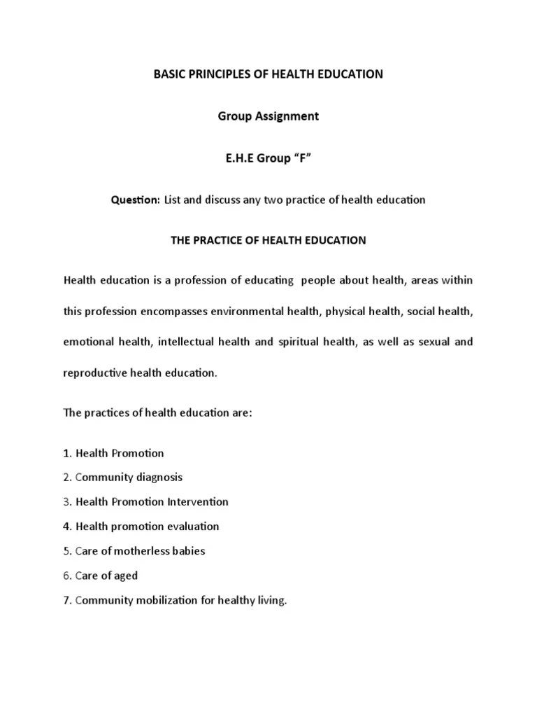 Basic Principles Of Health Education | PDF | Health Education | Health Promotion