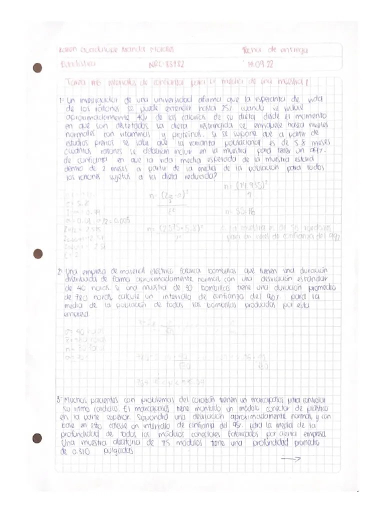 Intervalos De Confianza Para La Media De Una Muestra | PDF