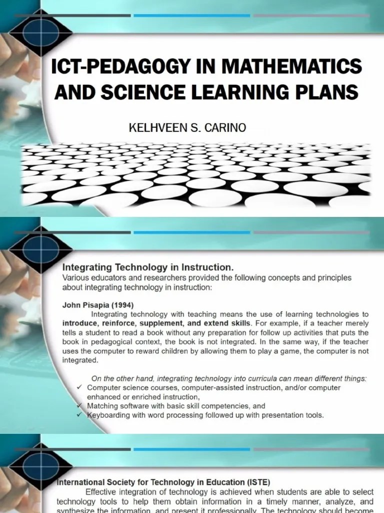 ICT - Pedagogy In Mathematics And Science Learning Plans | PDF