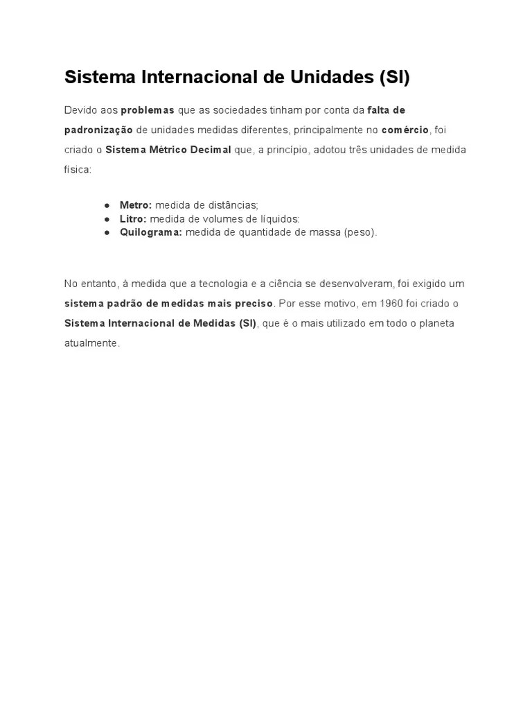 Sistema Internacional De Unidades (SI) | PDF | Metro | Sistema Internacional De Unidades