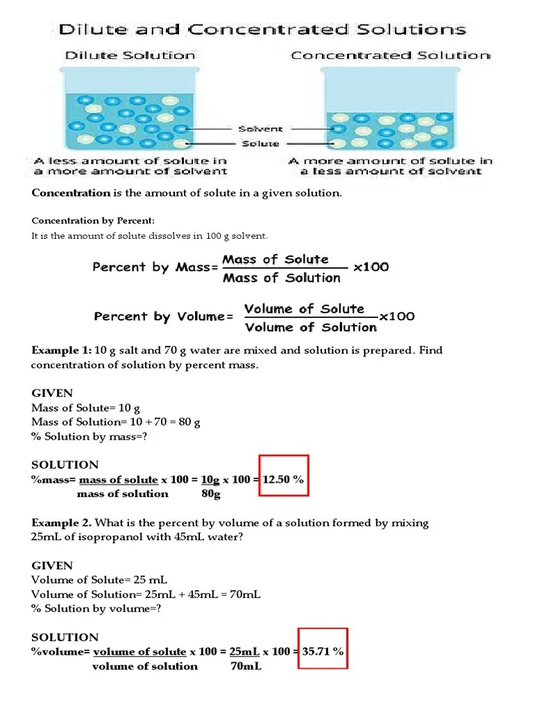 Concentration By Mass And Volume | PDF