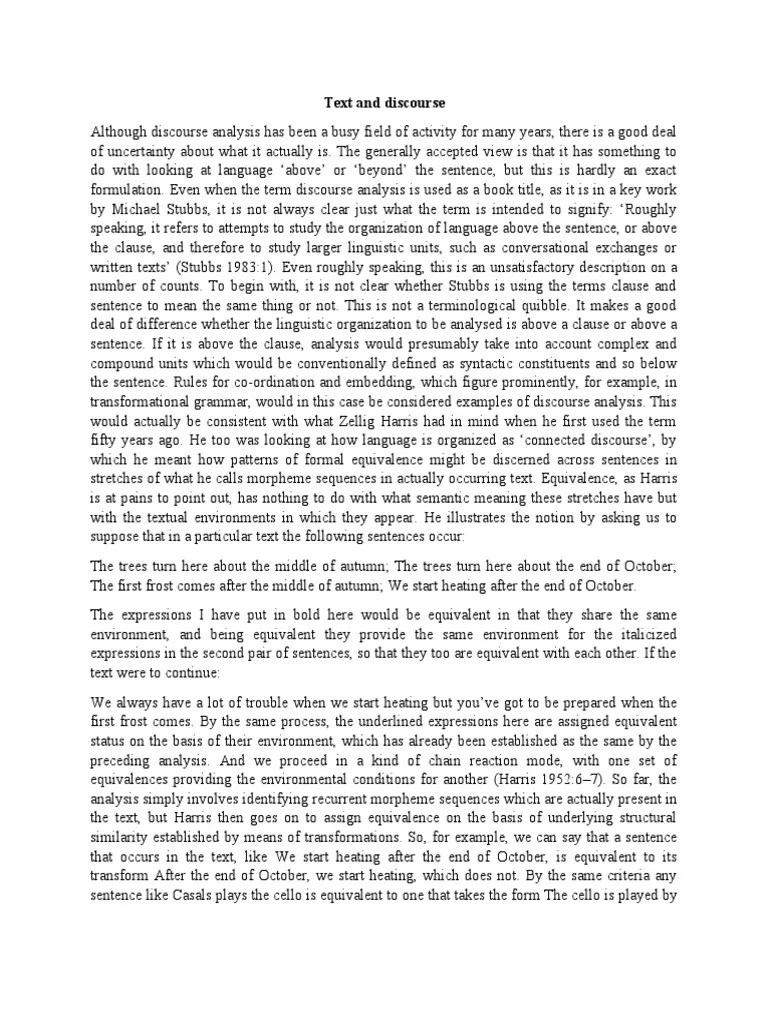 Text And Discourse | PDF | Linguistics | Sentence (Linguistics)