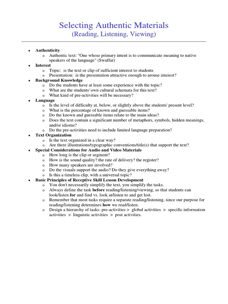 Stages In A Receptive Skill Lesson Development 1 | PDF | Schema ...