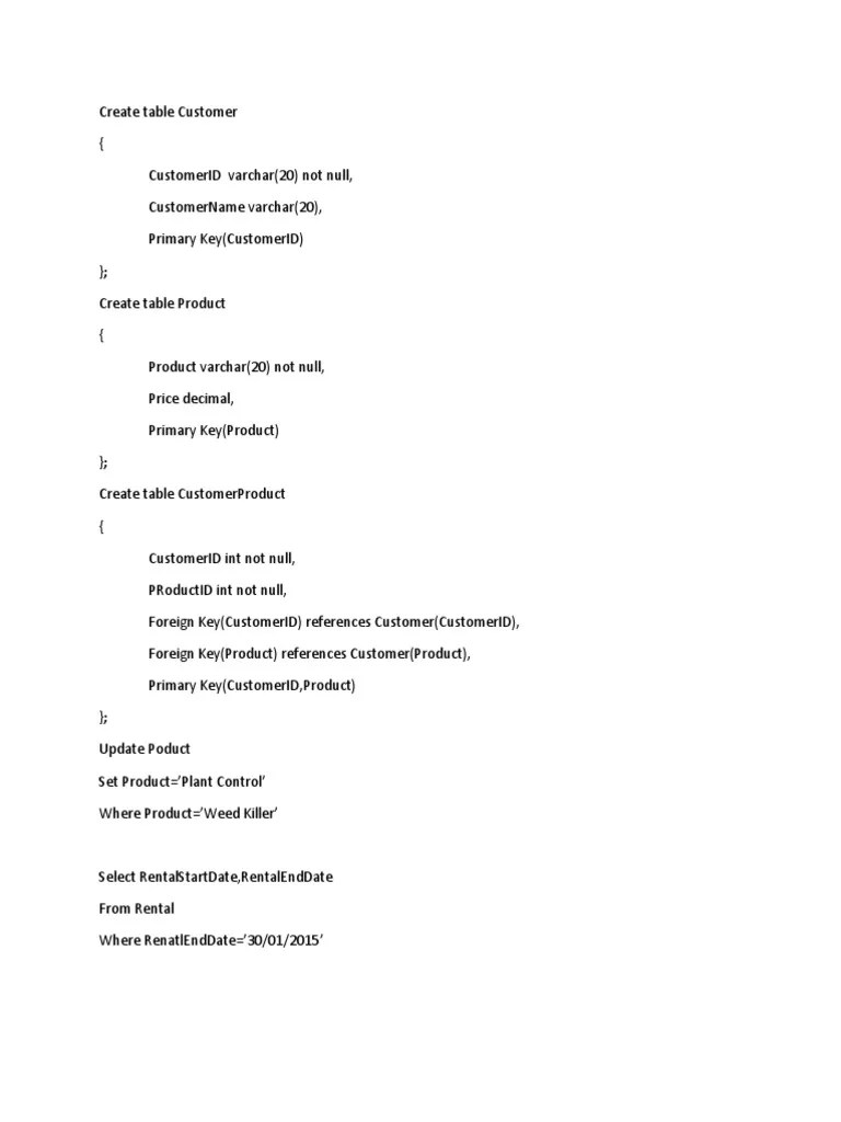 Create Table Customer | PDF | Databases | Information Science