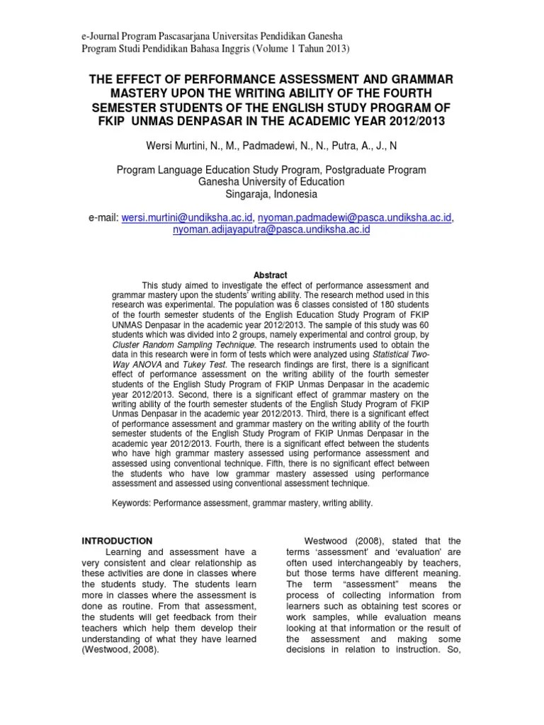 EN The Effect Of Performance Assessment And | PDF | Educational ...