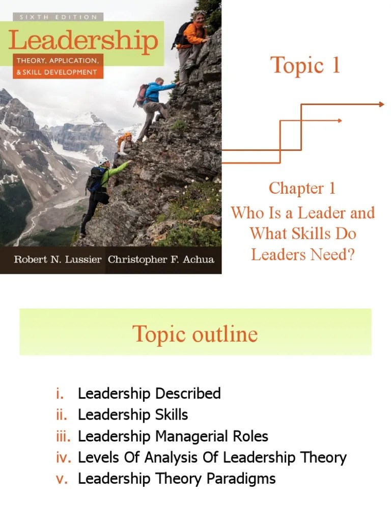 Topic 1 Chapter 1 Who Is A Leader And What Skills Do Leaders Need | PDF ...