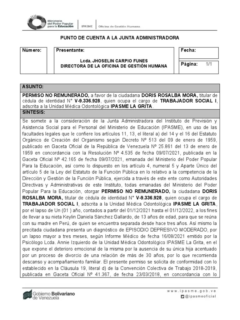 Modelo De Permiso No Remunerado | Descargar Gratis PDF | Trabajo Social | Gobierno