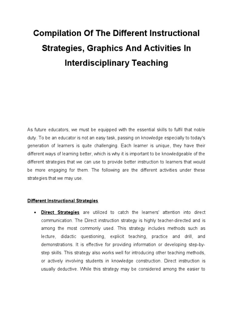 Compilation Of The Different Instructional Strategies | PDF | Teaching ...