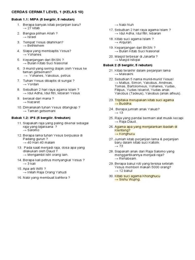 Soal Cerdas Cermat | PDF