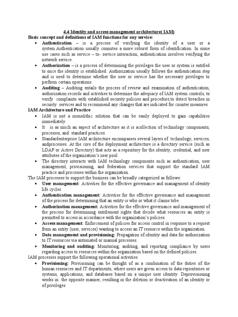 4.4 Identity And Access Management Architecture (IAM) Basic Concept And Definitions Of IAM ...