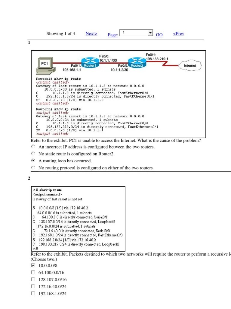 Ccna Exploration 2 Final Answers | PDF | Routing | Router (Computing)