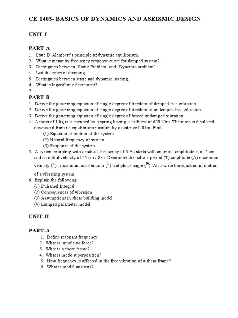 Basics Of Structural Dynamics | PDF | Damping | Physics