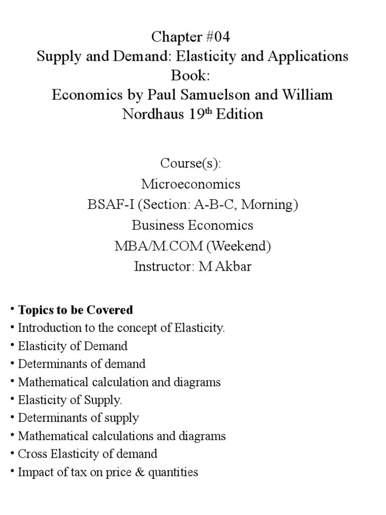 Chap 04 Supply And Demand Elasticity And Applications | PDF ...