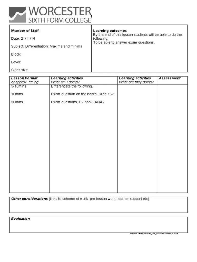 Differentiation Maxima And Minima Exam Questions | PDF