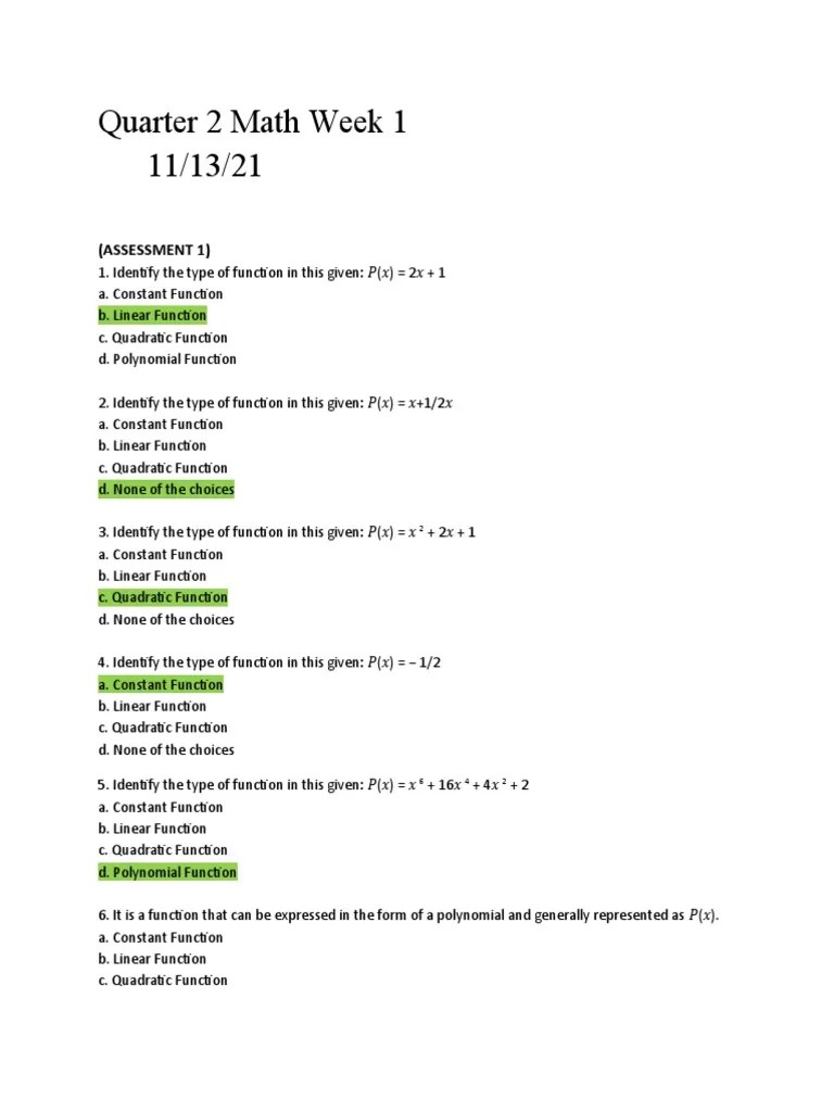 Quarter 2 Math Grade 10 (Polynomial Functions) | PDF