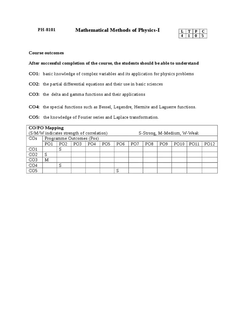 Mathematical Methods Of Physics I PH 8101 | PDF | Function (Mathematics ...