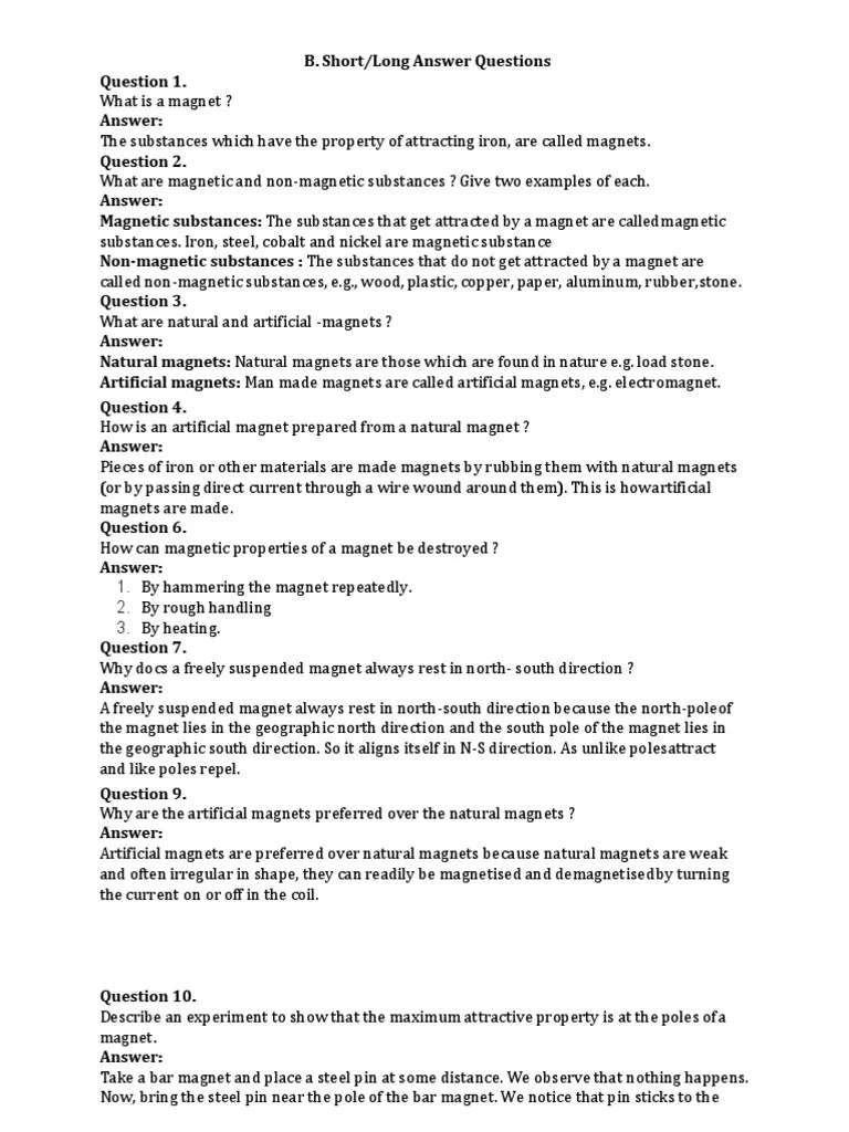 Class 6 Magnetism | PDF | Magnet | Magnetism