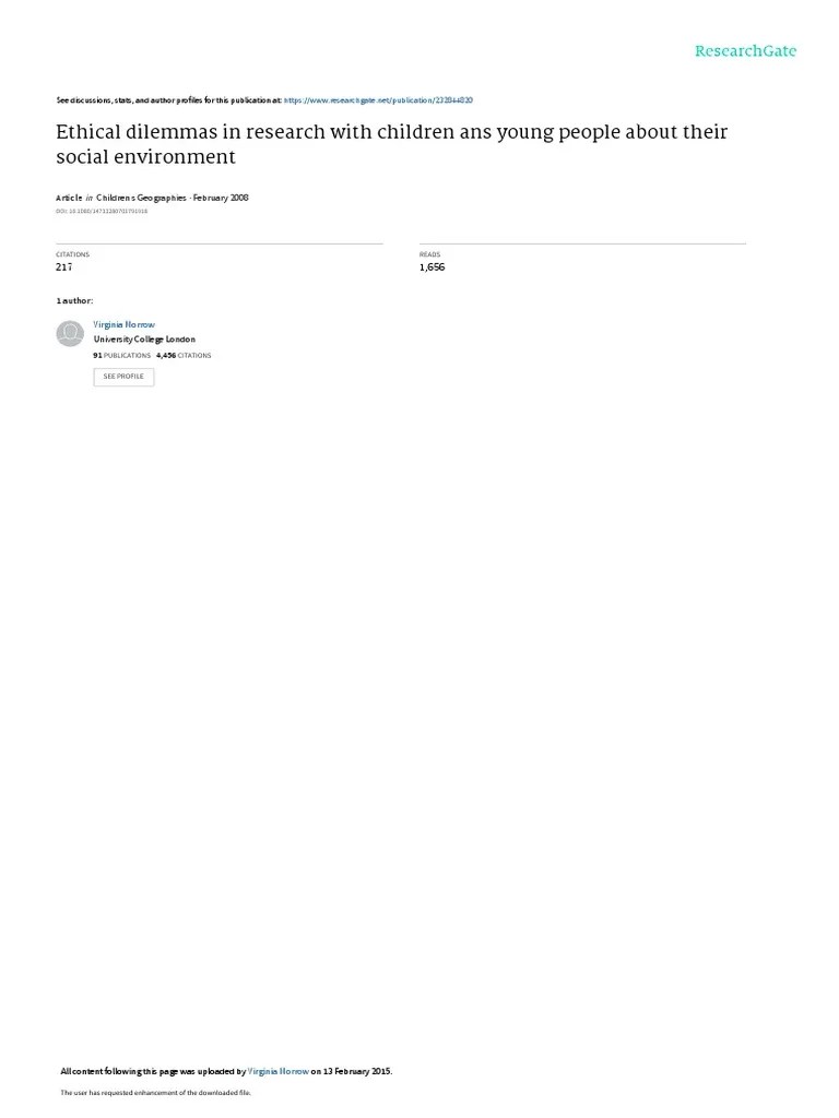 Ethical Dilemmas In Research With Children Ans You | PDF | Sociology | Informed Consent