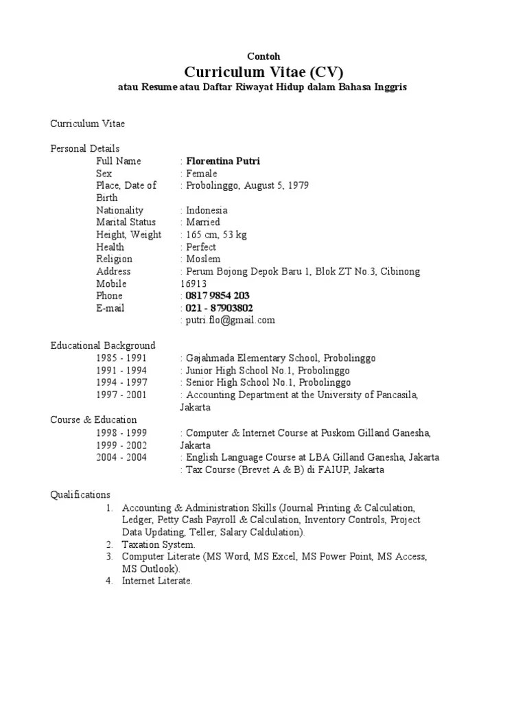 Unduh sebagai doc, pdf, txt atau baca online dari scribd. Contoh Cv Bahasa Inggris Pdf Economies Business