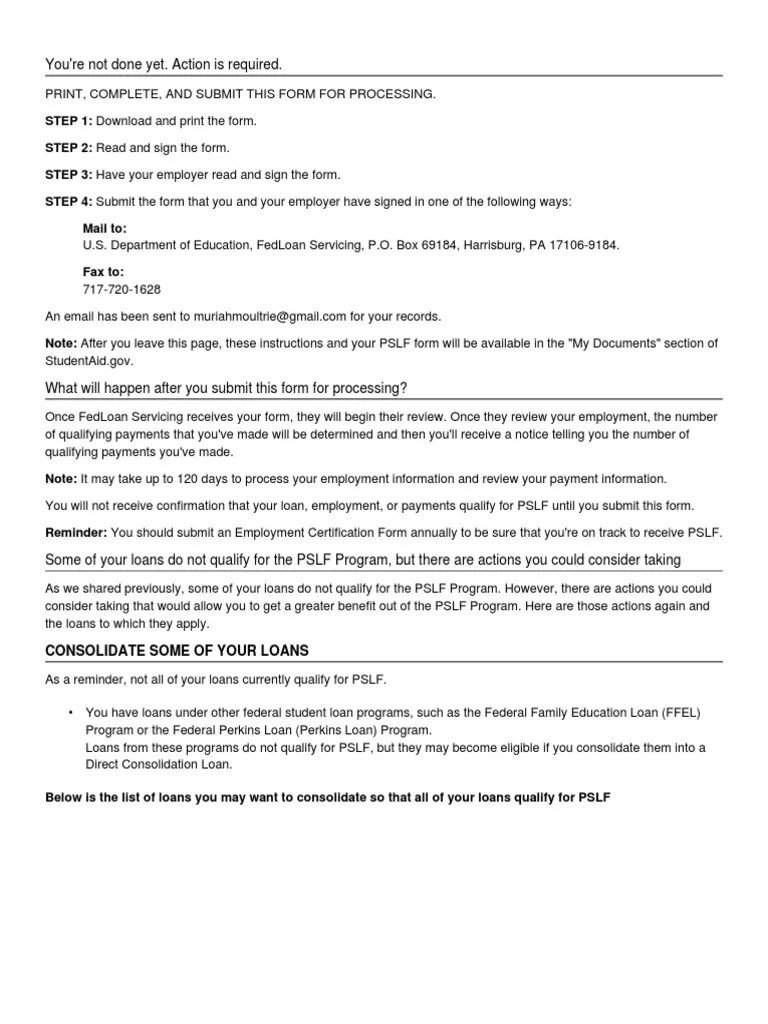 PSLF Application For Forgiveness | PDF | Student Loans In The United States