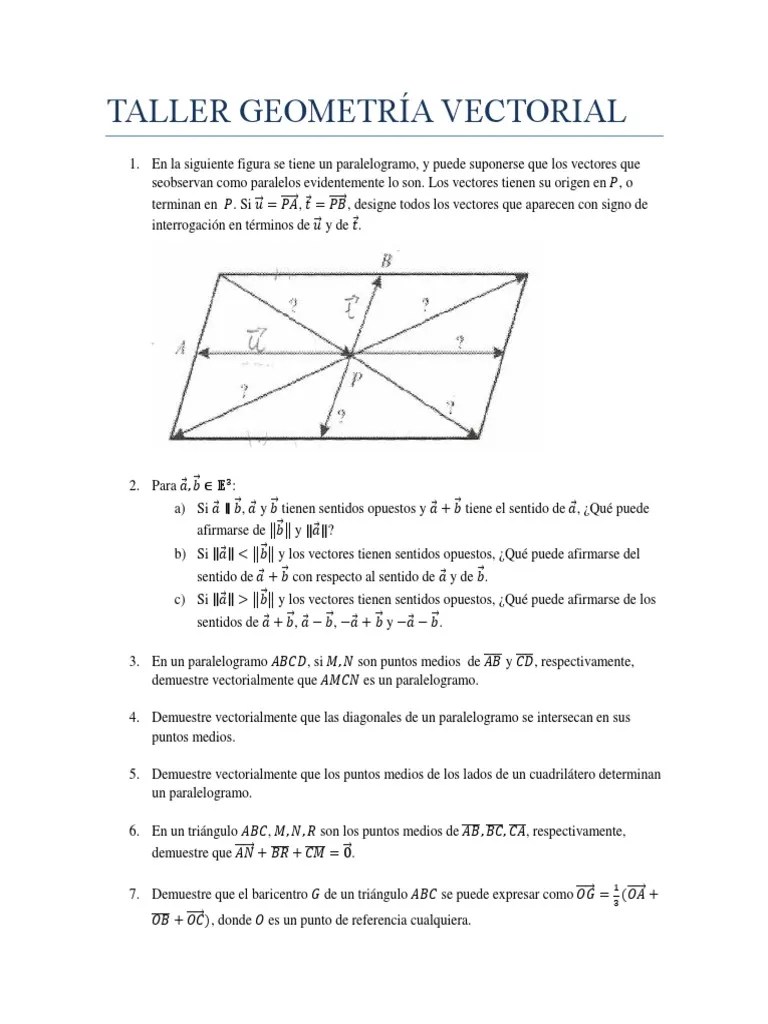 Taller 3 Geometría Vectorial | PDF | Vector Euclidiano | Triángulo