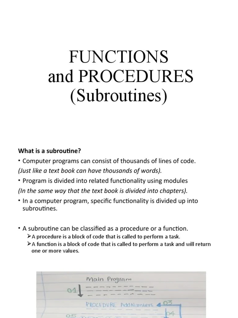 Functions And Procedures | PDF | Subroutine | Parameter (Computer ...