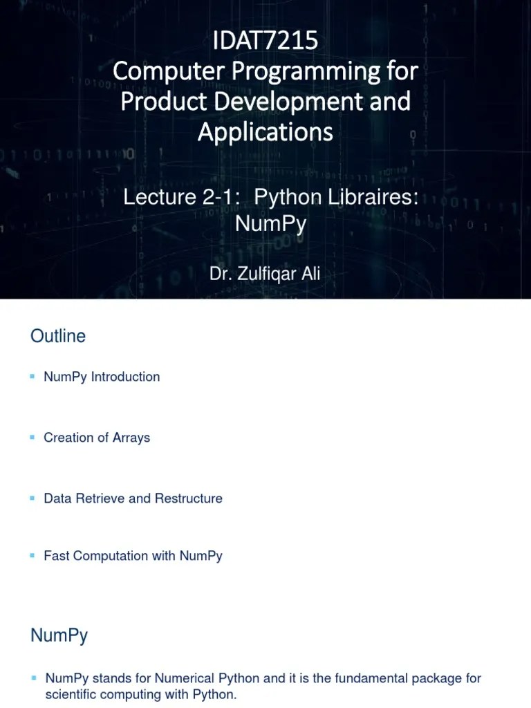 Week2-1 Numpy | PDF | Matrix (Mathematics) | Array Data Structure