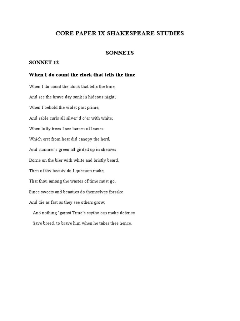 Shakespeare Sonnets | PDF | Sonnets