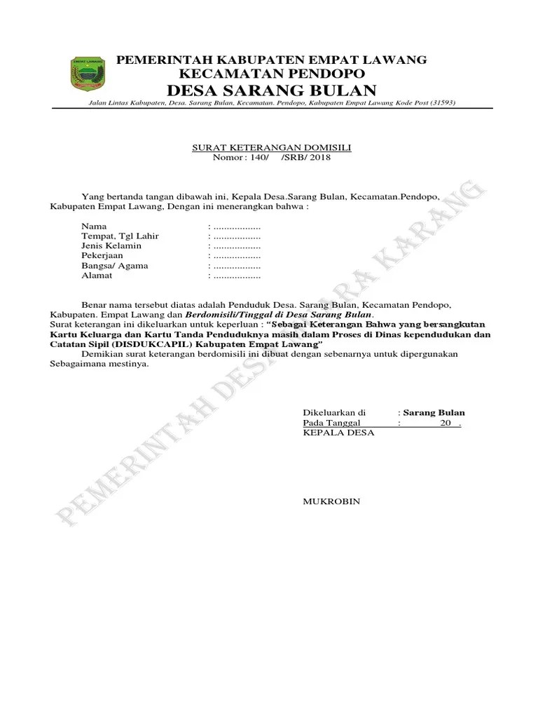 Surat Keterangan Domisili | PDF