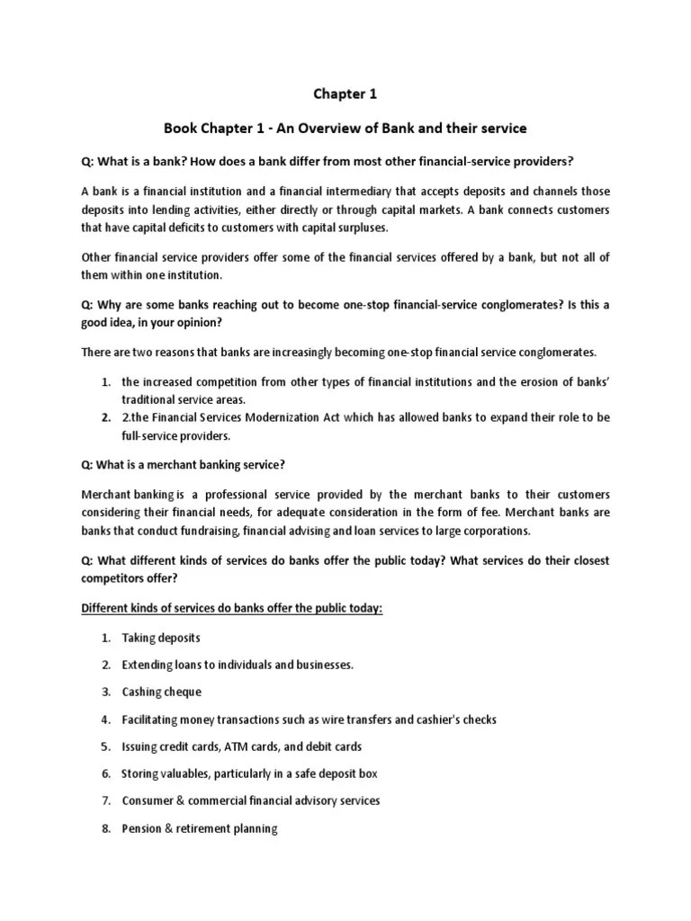 Chapter 1 - An Overview Of Bank And Their Service | PDF | Banks | Interest