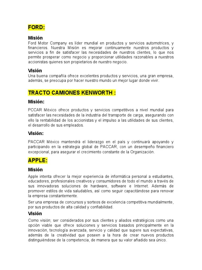 Mision Vision De Empresas | PDF | Business | Liderazgo