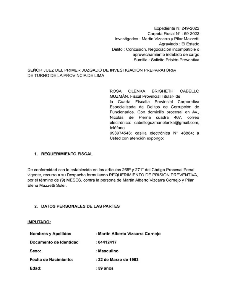 REQUERIMIENTO De Prisión Preventiva | PDF