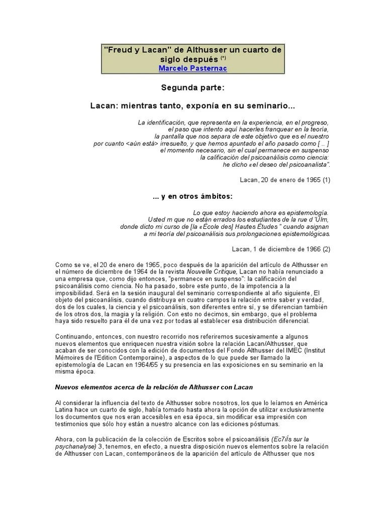 Freud Y Lacan. Pasternac | PDF | Jacques Lacan | Psicoanálisis