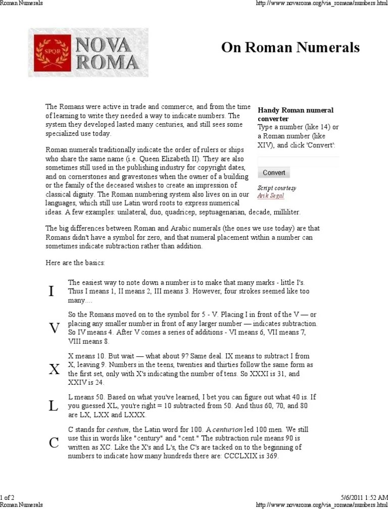 Roman Numerals | PDF | Common Era | Linguistics