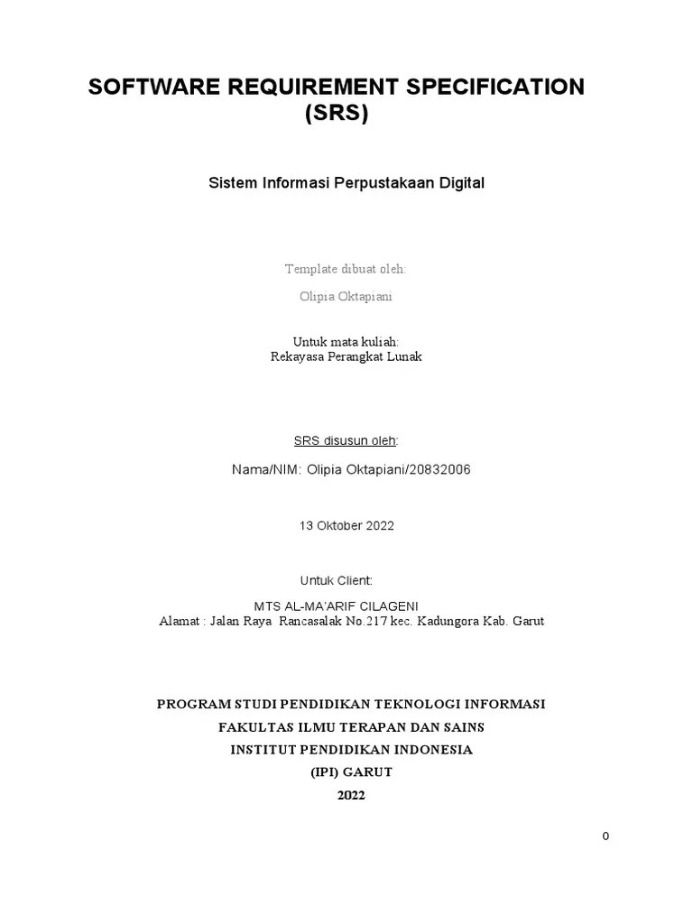 Software Requirement Specification (SRS) : Sistem Informasi ...