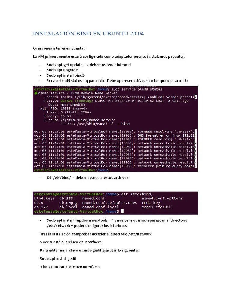 Instalación Bind Ubuntu 20 04 | PDF | Sistema De Nombres De Dominio ...