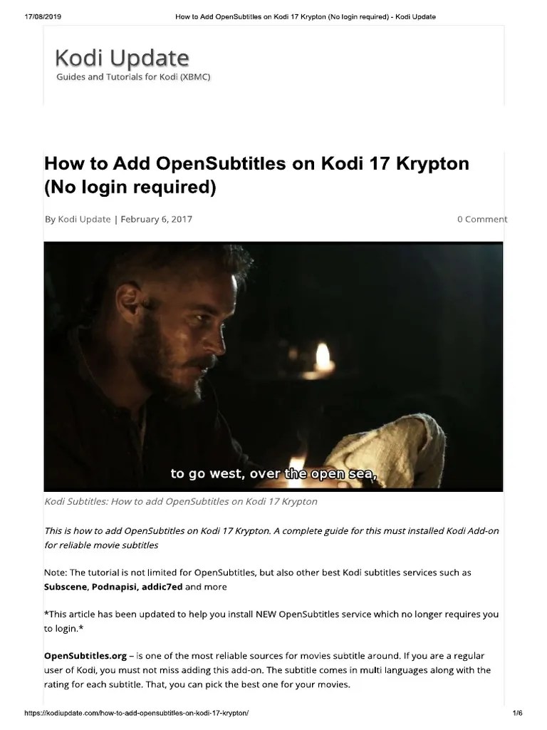 How To Add OpenSubtitles On Kodi 17 Krypton (No Login Required) - Kodi Update | PDF