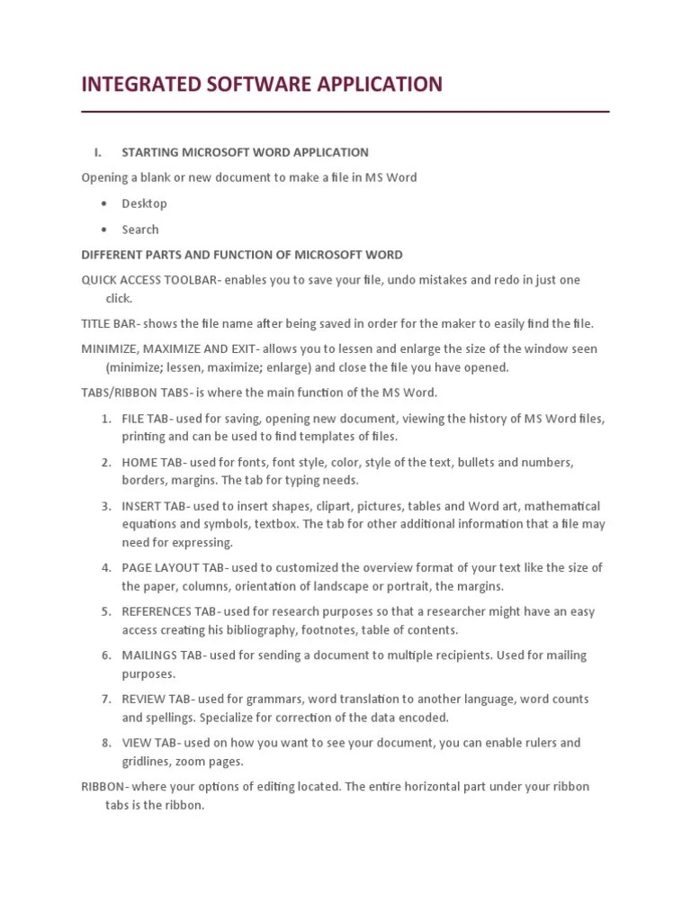 Integrated Software Application 1 | PDF | Microsoft Word | Computer File